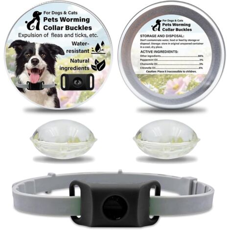 Aquality Pets Floh- und Insektenschutzhalsband für Hunde, verstellbarer Anhänger mit natürlichem ätherischem Öl und 2 austauschbaren Kapseln (Schwarz)