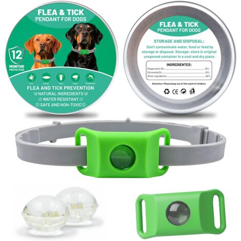 AqualityPets Natürliches Floh- und Zeckenhalsband für Hunde, schützt vor Flöhen, Zecken und Sandfliegen, 12 Monate Schutz – wasserabweisend, Einheitsgröße, 100 % chemikalienfrei (Grün)