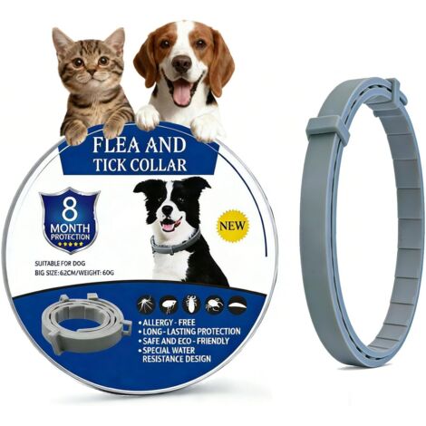 Flohhalsband für Hunde, Zeckenhalsband für Hunde und Katzen, Wurmkurhalsband für Hunde und Katzen, 8 Monate Schutz, natürliche Formel, wasserfest und verstellbar