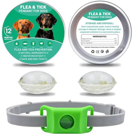 Aquality Pets Floh- und Zeckenhalsband, verstellbarer Anhänger mit natürlichem ätherischem Öl zur Abwehr von Flöhen und Zecken für Hunde mit 2 austauschbaren Kapseln (Grün)