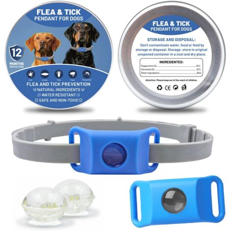 AqualityPets Natürliches Floh- und Zeckenhalsband für Hunde, schützt vor Flöhen, Zecken und Sandfliegen, 12 Monate Schutz – wasserabweisend, Einheitsgröße, 100 % chemikalienfrei (Himmelblau)