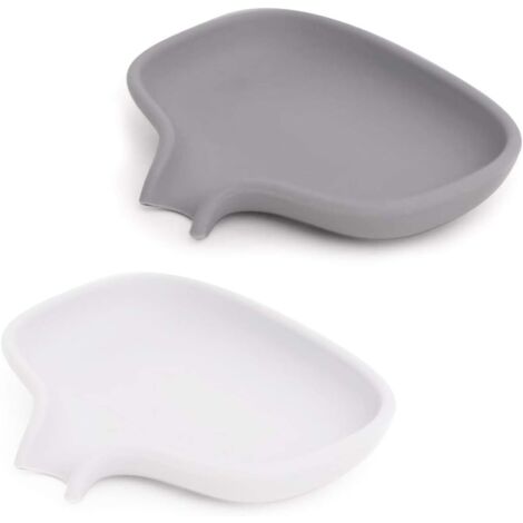 Porte Savon Silicone, Boîte à Savon Douche, Porte-savons Salle de Bain, Gris et Blanc, 2 Pcs-Ensoleillé (1/5)