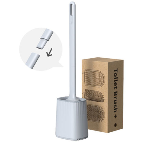 Brosse WC avec support mural et support au sol, tête de brosse de nettoyage double face, manche long, hautement élastique（Gris étoile indigo） (1/5)