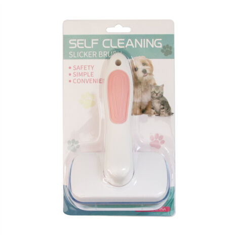 peigne pour animaux de compagnie chien chat brosse de massage chaton épilation automatique peignes à nœuds ouverts(rose) (1/5)