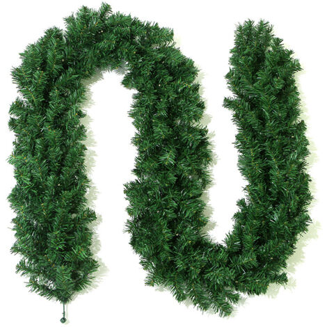 Couronne de noël en rotin vert, 2.7m, PVC, ignifuge, décoration d'arbre de noël, couronne de noël(180 têtes) (1/5)