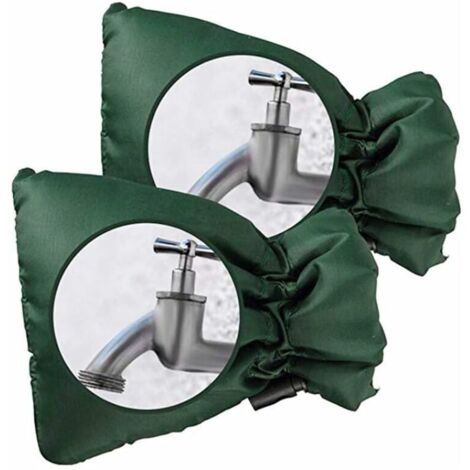 Lot de 2 housses de protection pour robinet extérieur - Protection épaisse pour robinet extérieur contre le gel - Imperméable - Vert (1/5)