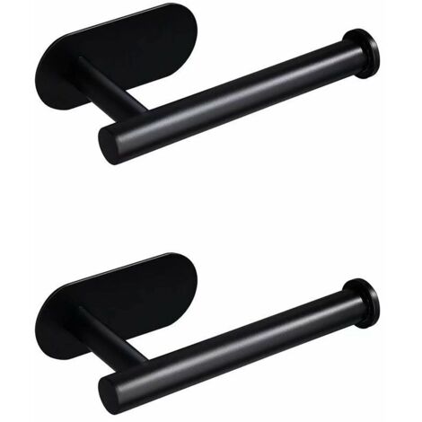 Dérouleur Papier Toilette Mural Noir Acier Inoxydable, Auto-adhésif Porte Papier Toilette Mural sans Percage, Support Rouleau Papier Toilette, pour Cuisine et Salle de Bain, 2pcs (1/5)