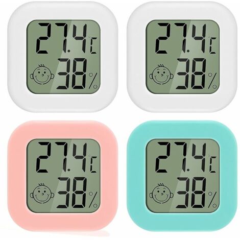 Mini LCD ThermomèTre HygromèTre Interieur NuméRique 4 pièces Thermo HygromèTre Indicateur du Niveau de Confortde Haute PréCision Portable pour Salon EntrepôT Chambre de BéBé Vestiaire (1/5)