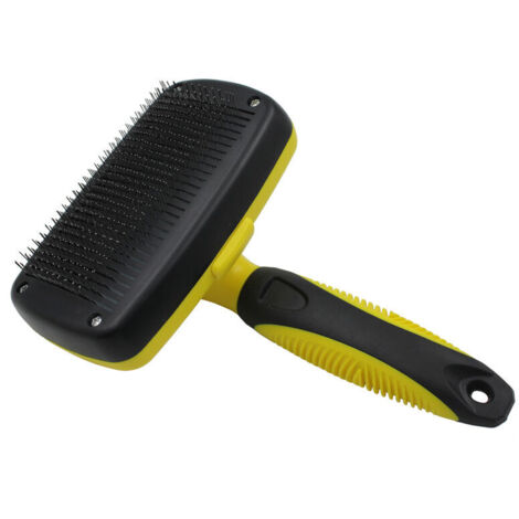 Brosse Chien et Chat,Brosse et peigne pour chien ,Brosse Peigne de Toilettage Rétractable pour Les Animaux Jaune et Noir (1/5)