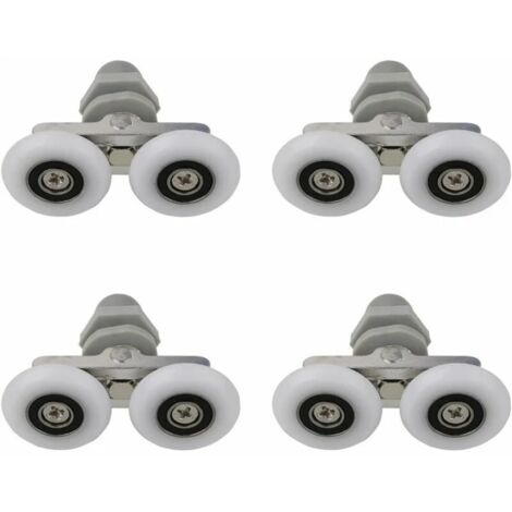 Roulettes Doubles pour Porte de Douche Roulettes pour Porte de Douche Roulettes Coulissantes Porte Salle de Bain Douche Rouleau de Douche de Rechange,Pièces de rechange pour salle de bain 23mm 4 PCS (1/4)