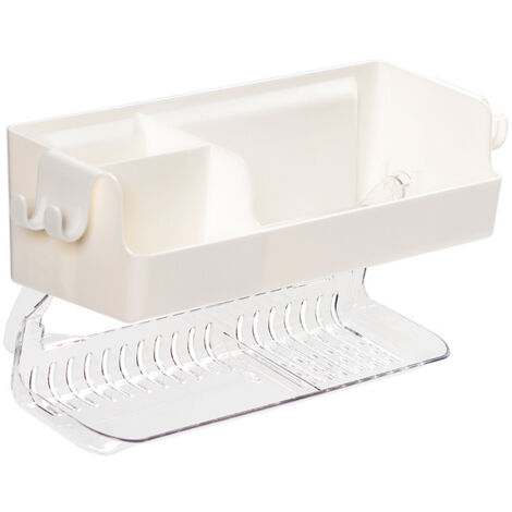 ÉTagèRe de Salle de Bain PerçAge éTagèRes Murales de Cuisine Porte-Serviettes Support Organisateur de Douche Porte-Brosse à Dents Accessoires de Salle de Bain（blanc cassé） (1/5)