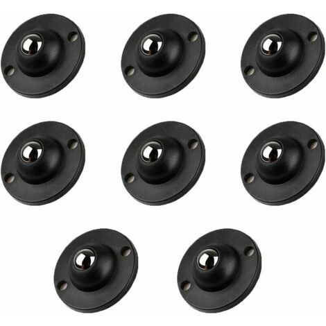 Mini-Roues Pivotantes, Roues Pivotantes à 360 DegréS en Acier Inoxydable à Glissement Muet pour Divers Meubles, BoîTes de Rangement au Fond de la Poubelle(Noir) 8 PCS