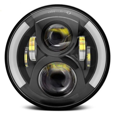 Phares LED de moto 12V/24V – Clignotants ronds rétro – Remplacement phare Jeep Wrangler 7 pouces – IP67, 6000K, 70W, anti-choc