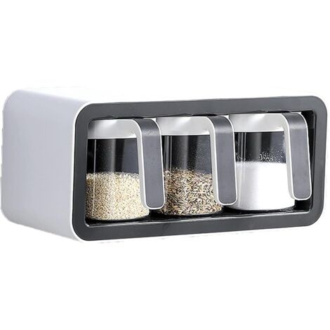 Assaisonnement Box, boîte à épices de Cuisine Murale, boîte à épices de Rangement à Plusieurs Compartiments, Convient pour la Cuisine à Domicile, Bar, Barbecue, Pique-Nique (Noir 3)-Ensoleillé (1/5)
