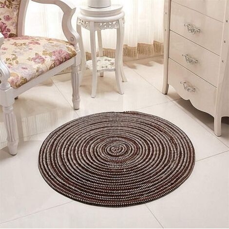 Tapis tressé à la main - Rond - Pour le salon, la chambre à coucher, la salle de bain, la chambre d'enfant - Café - 100 x 100 cm-Ensoleillé (1/5)