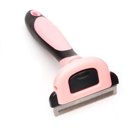 Peigne pour animaux de compagnie pour enlever les cheveux flottants couteau à cheveux chien épilation amincissement peigne à dents fines en acier inoxydable(rose moyen 58 dents) (1/5)