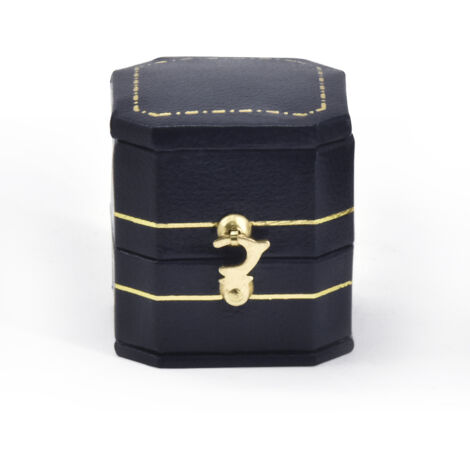 Boîte à bagues vintage bijoux présentoir organisateur boîte sortie en cuir PU(bleu) (1/5)