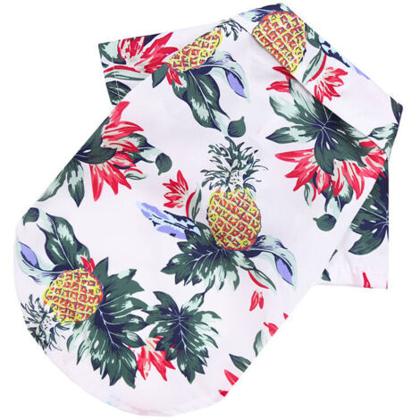 T-shirt pour chien - Motif plage - Imprimé cocotier hawaïen - Vêtement d'été pour animal domestique - 1 pièce (5XL, Ananas Blanc) (1/5)