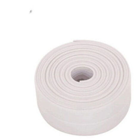 Auto Adhésif Joint Silicone Blanc Salle De Bain PVC Bande Etancheite Autocollante Anti Moisissure Joint Porte Douche pour Cuisine Toilette 2 Pièces（blanc）