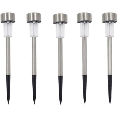 Lot de 5 bornes solaires à LED lampes de jardin à planter (1/5)
