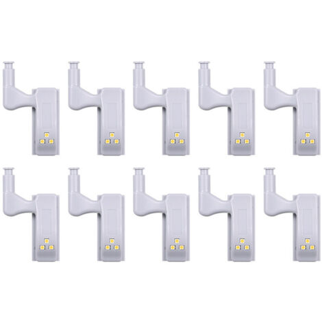 10 PCS LED Capteur Charnière Lumière Lampe pour Armoires De Cuisine Placard Placard Armoire (lumière blanche) (1/5)