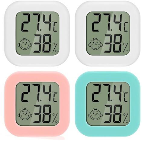 Mini LCD ThermomèTre HygromèTre Interieur NuméRique 4 pièces Thermo HygromèTre Indicateur du Niveau de Confortde Haute PréCision Portable pour Salon EntrepôT Chambre de BéBé Vestiaire-Ensoleillé (1/5)