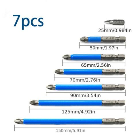 Ensemble de 7 pièces de tournevis à tête de lot antidérapant S2 lot électrique en acier Tsui tête de lot croisée électrique perceuse électrique magnétique forte perceuse électrique à tête de lot (1/5)