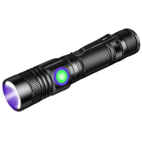 Lampe Torche Lampe Torche UV Lumière Noire 395nm rechargeable Wood's lampe, Blacklight Ultraviolet Portable Mini Torch LED avec clip, Ensoleillé