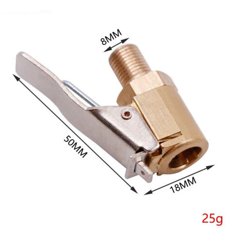 2 Pièce Adaptateur de Valve de Pneu de Voiture, 8 mm Pompe de Embout Laiton Gonflage Valve Clip Pince Connecteur Adaptateur pour Pneu de Voiture ou Camion (1/4)