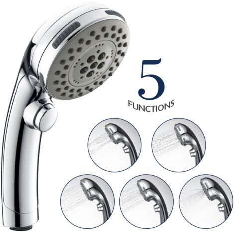 5 types de jet douchette pommeau de douche haute pression douche pluie avec arrêt d'eau (1/5)