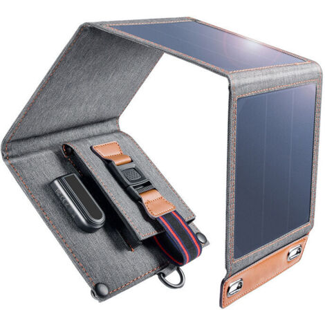 14W Panneau Solaire Portable, Ultra Léger, USB Port (5V/2.4A), IPX4, SunPower Chargeur Solaire Pliable pour Toutes Les Activités de Plein Air——, Ensoleillé (1/5)