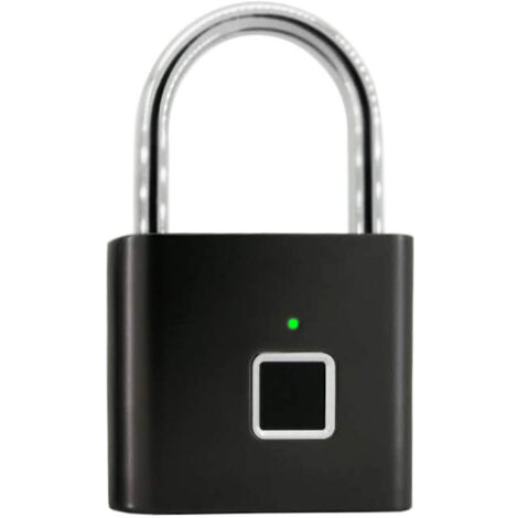 Cadenas à empreintes digitales, Bluetooth Lock APP Déverrouillage, cadenas intelligent, serrure biométrique sans clé adaptée pour sac à dos, vélo, casier d'école, serrure de casier de gym(noir) (1/5)
