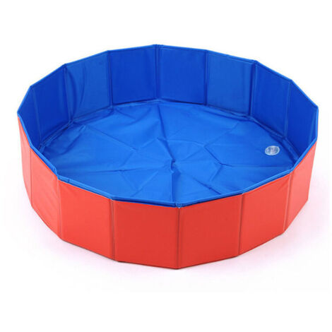 Piscine pour animaux de compagnie Chien Piscine Chat Table de Sable Bassin de Bain Piscine Pliable, Rouge, (30x10cm)