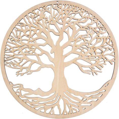 Ensoleille – Décoration murale arbre de vie en bois massif – Sculpture intérieure et extérieure – Ambiance harmonieuse pour méditation – Cadeau significatif