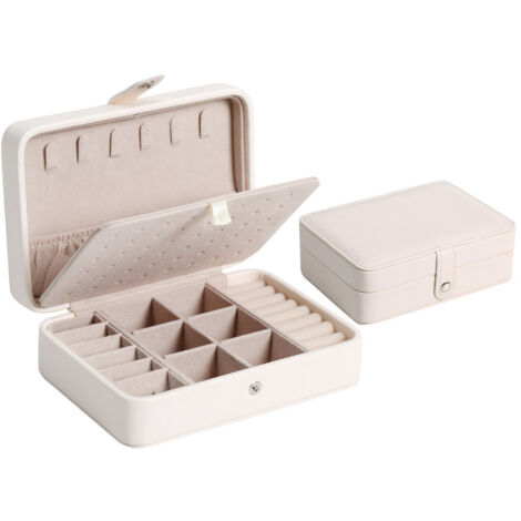 Boîte à bijoux pour dames boîte de rangement de bijoux Portable détachable Double couche boucle d'oreille Bracelet boîte de rangement cadeau voyage