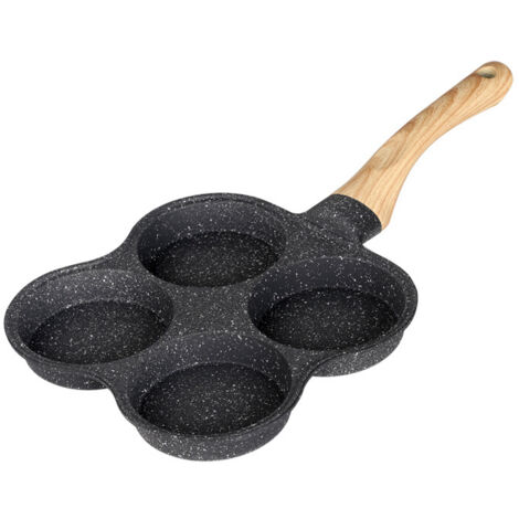 Poêle à frire à quatre trous Épaissie Omelette Pan AntiAdhésif Egg Pancake Steak Pan Cuisson Anneaux d’oeufs, Ensoleillé (1/5)