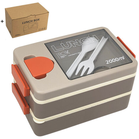 Boîte à Bento pour adultes – Boîte à déjeuner Bento pour enfants avec cuillère et fourchette – Durable et taille parfaite pour manger au restaurant（gris beige） (1/5)