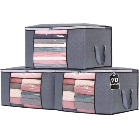 Sac de Rangement Vêtements en épais Non-tissé Sac de Rangement sous lit pour Couette Édredons Couvertures Oreillers Jouets Vestes-Ensoleillé (1/5)