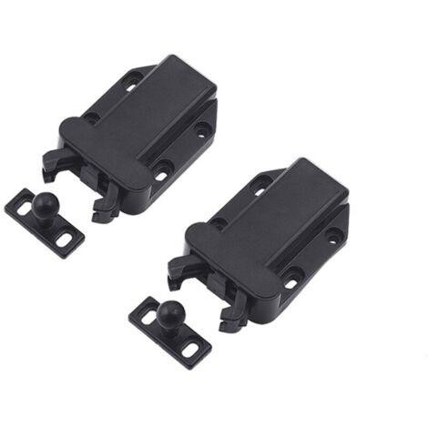 Lot de 2 Pièces Loquets à Libération Tactile, Loquet Push Open pour Placards, Portes et Tiroirs, Loquet de porte dissimulé, Avec Vis, Noir,Lilaris, Ensoleillé (1/5)