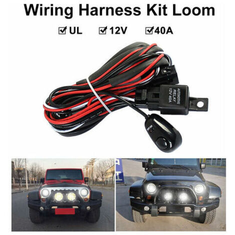 Kit De Faisceau De Cables Professionnel Metier A Tisser Pour Barre Lumineuse De Conduite De Travail A Led Avec Relais De Fusible 12V 40A (1/5)