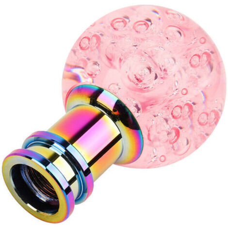 Pommeau de levier de vitesse a bulle en cristal acrylique Pommeau de levier de vitesse a boule ronde Manette de vitesse transparente Rose, modele: Rose, Ensoleillé (1/5)