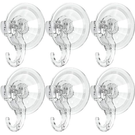 Lot de 6 crochets ventouse, crochets porte-serviettes, crochets muraux sans perçage, étanche, pour cuisine et salle de bain, capacité de charge 5 kg, transparent (1/5)