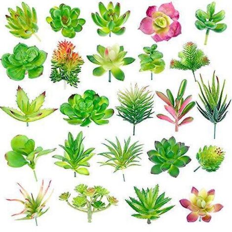 24 Pack plantes succulentes artificielles jardin miniature faux cactus floral bricolage maison fausses succulentes fausses plantes fausses succulentes (1/3)