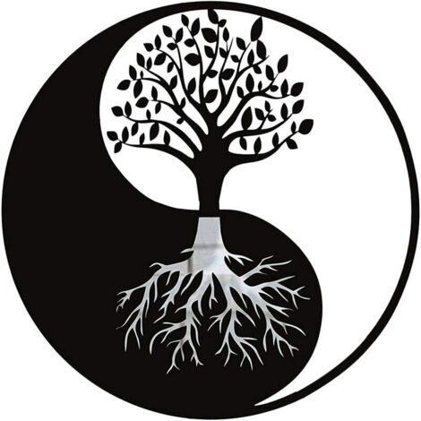 Art Mural en Métal, Arbre de La Vie Mural en Métal,Signe De Famille Arbre en Métal, Décoration Murale, Décoration D'intérieur, Parfaite Idée Cadeau,28×28cm (1/2)