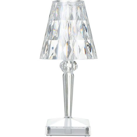 Ensoleille – Lampe de chevet en cristal rechargeable par USB – Éclairage LED dimmable – Contrôle tactile – Abat-jour acrylique losange (1/5)
