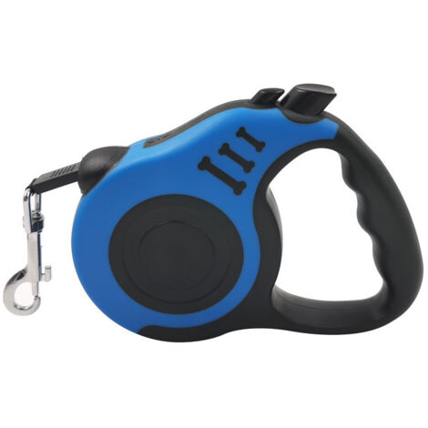 Laisse pour chien, laisse pour animal de compagnie, laisse pour chien rétractable automatique, laisse pour chien portable, poignée ergonomique antidérapante (5m,bleu) (1/2)