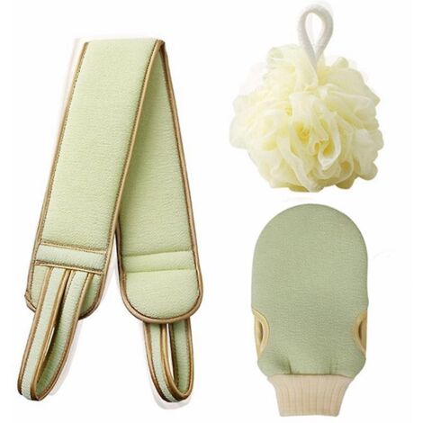 L’ensemble de serviettes de bain en trois pièces combiné avec des boules de bain exfoliantes pour le dos pour une exfoliation (1/4)