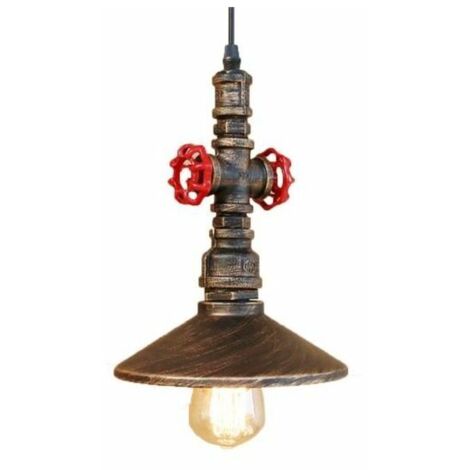 Rétro Suspension Lustre Industrielle Lampe de Plafond de Tuyau d'eau, Ensoleillé (1/4)