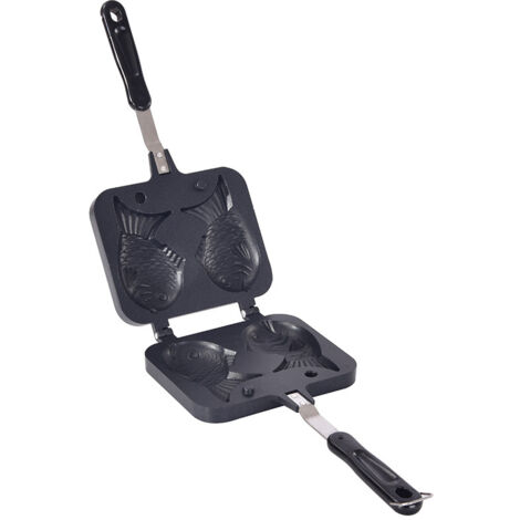 Moule antiadhésif en forme de poisson, gaufre, machine à gâteau, en alliage d'aluminium, forme noire, outils de cuisine (1/5)