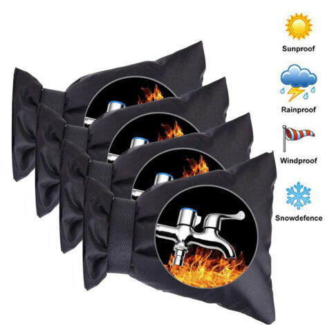 Faucet protector,Housse de Protection Robinet Extérieur,Protection Robinet Extérieur,Couverture Isotherme Thermique Anti-Gel/Neige/Pluie/Givre/Froid, pour Robinet de Jardin et Extérieur (Noir,4pcs) (1/5)